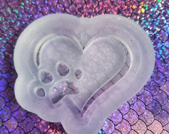 Stampo portachiavi 3D a forma di cuore zampa