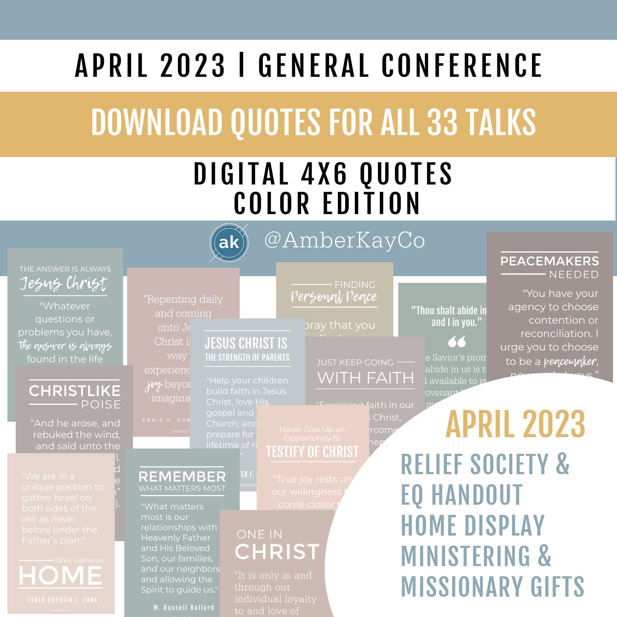 April 2023 General Conference 4x6 & 8.5x11 Instant Download Quotes for