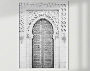 Moroccan Door Wall Art, Black and White Print, Boho Home Decor, Travel Wall Art, Boho Poster, Digital Download, Printable Wall Art