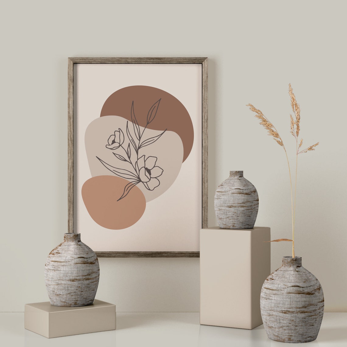 Boho Abstract Flower Print Floral Wall Art Boho Flower Etsy