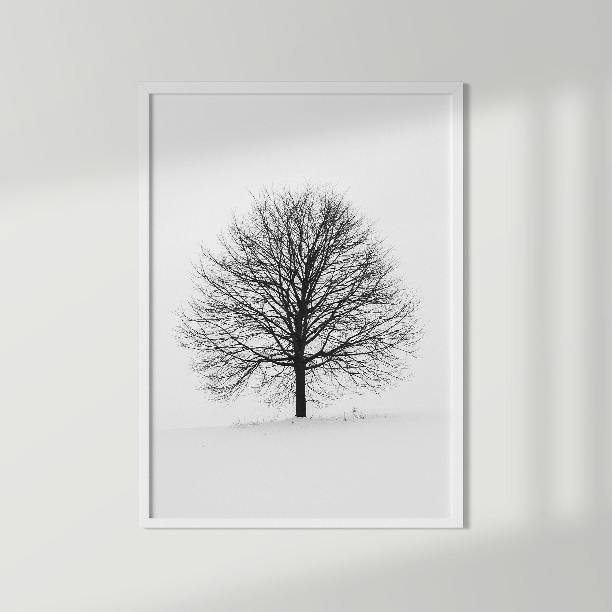 Minimalist Tree Print Black and White Tree Wall Art Winter | Etsy