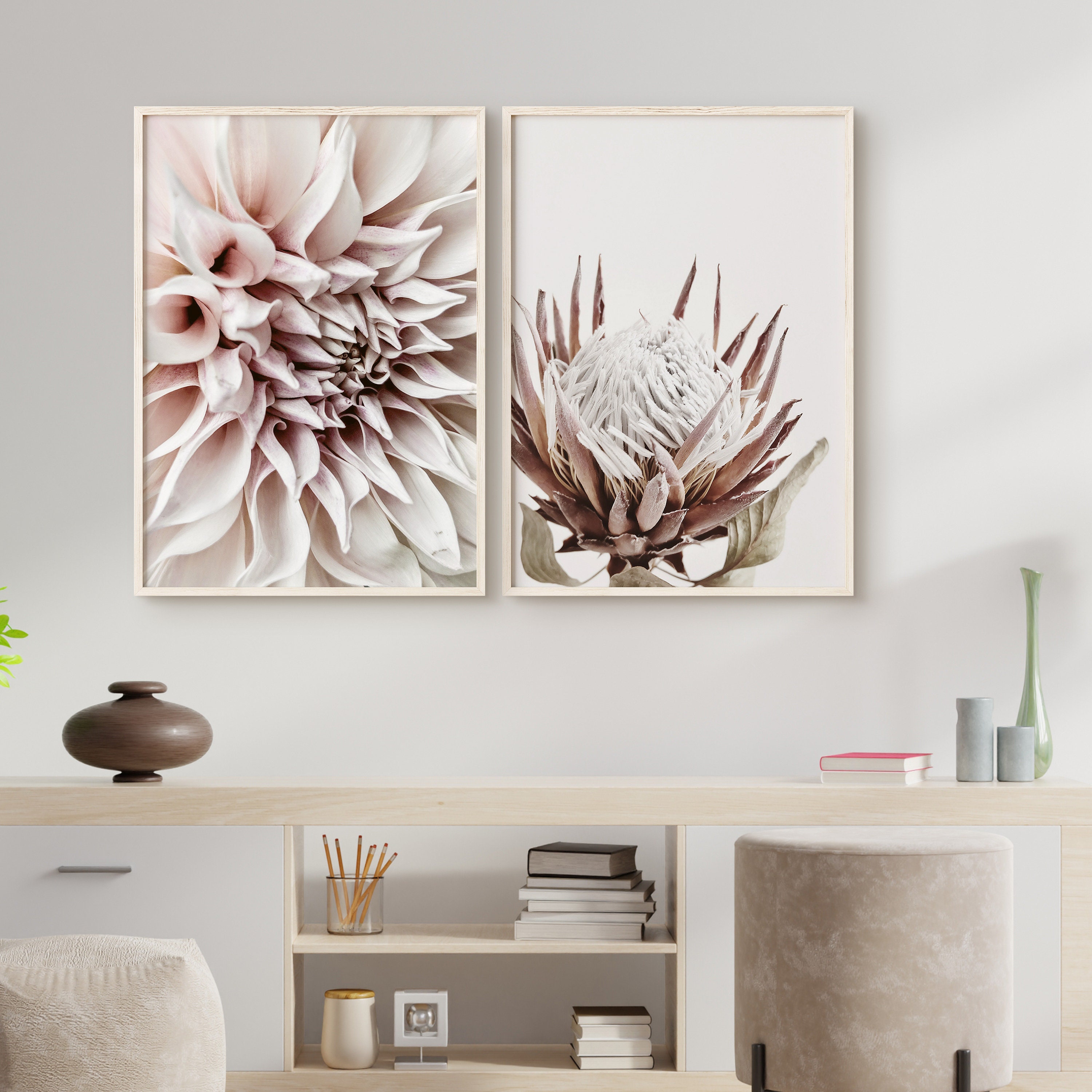 Floral Print Set Set of 2 Flower Prints Pink Flower Prints Etsy