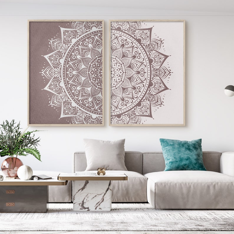 Mandala Wall Art Set of 2 Prints Boho Wall Decor Mandala - Etsy