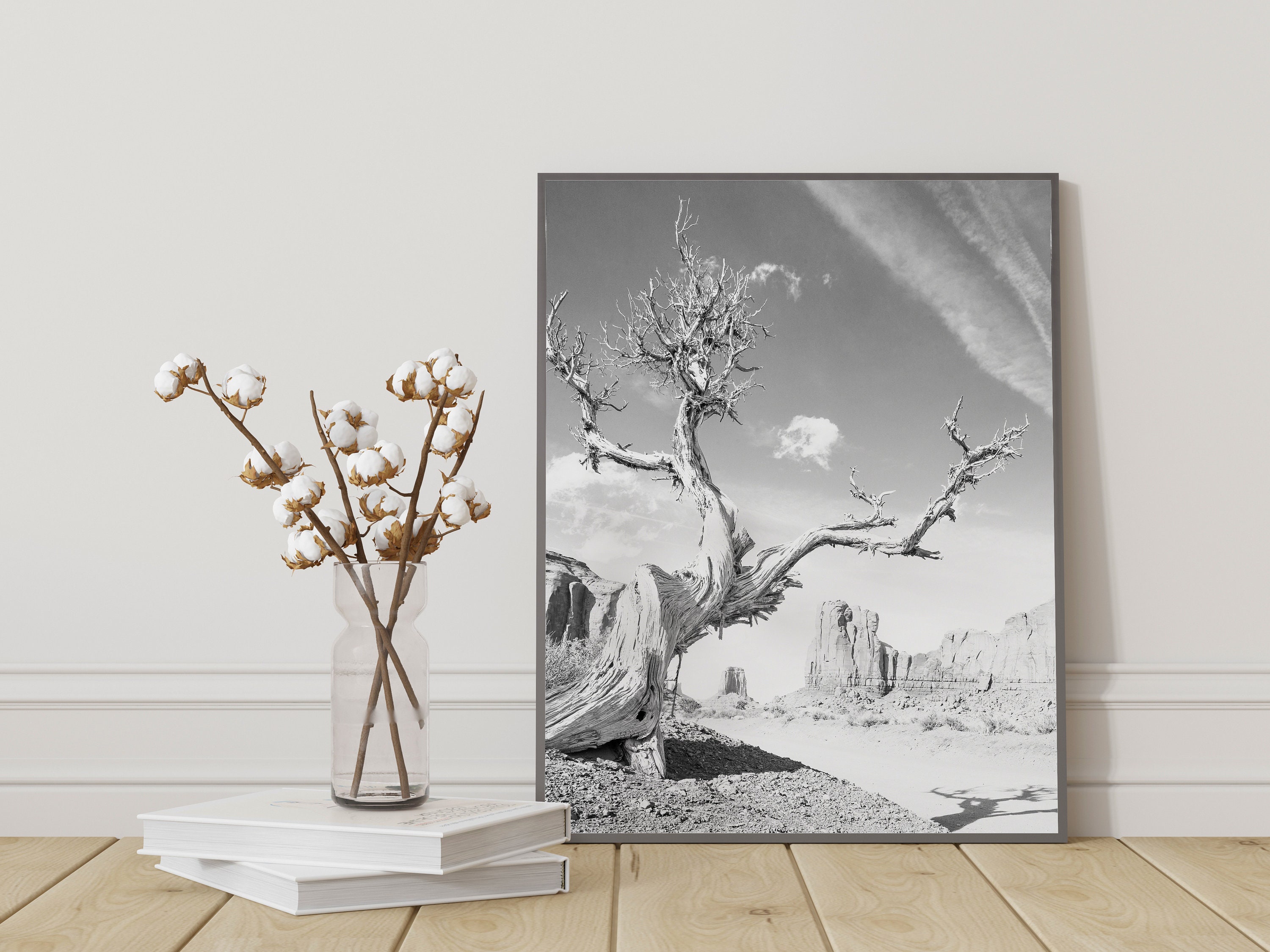 Black and White Desert Tree Print California Desert Wall Art Etsy