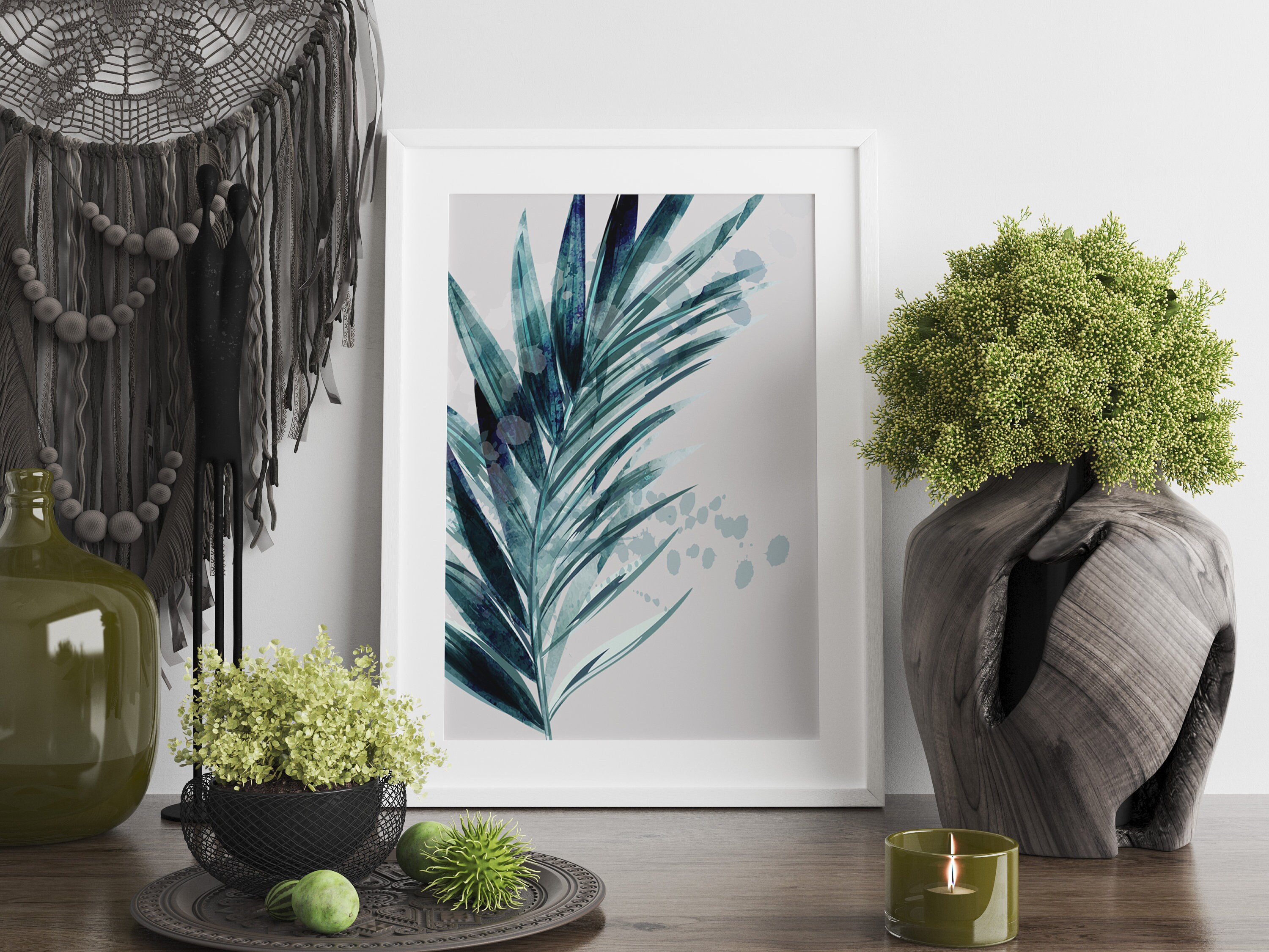 Tropical Palm Leaf Digital Art Modern Tropical Wall Art Palm Etsy
