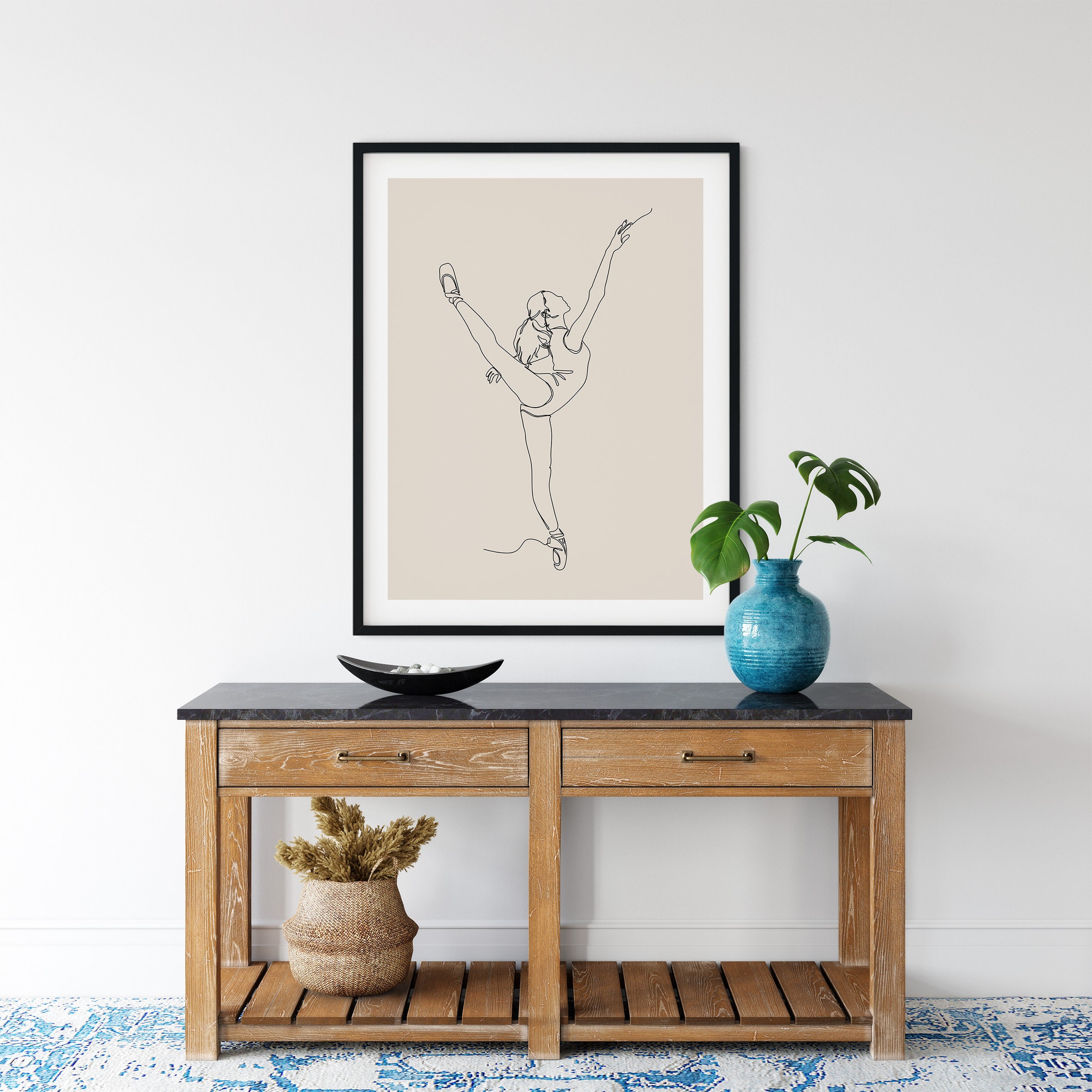 Fine Line Art Ballerina Print Boho Ballerina Wall Art - Etsy