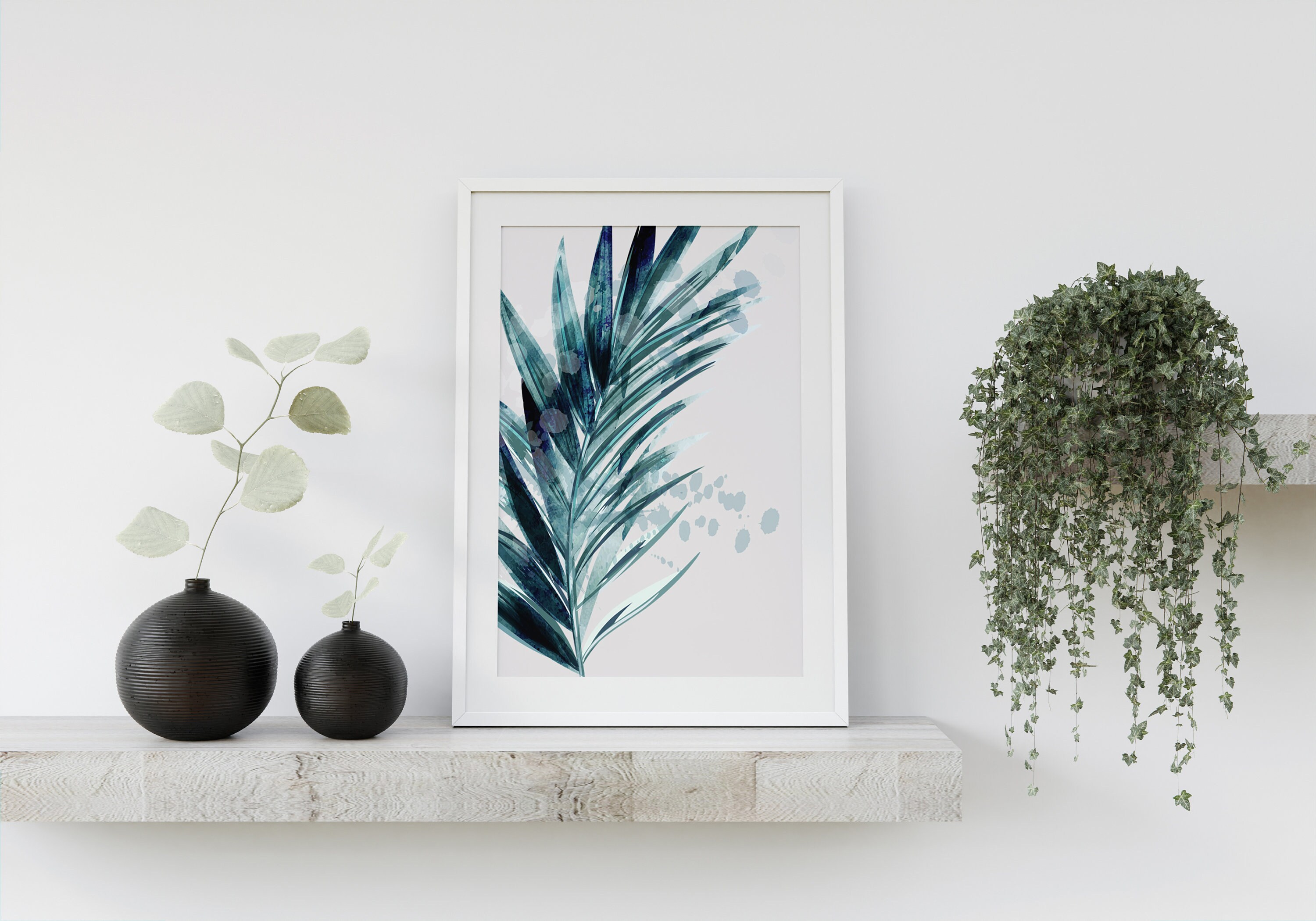 Tropical Palm Leaf Digital Art Modern Tropical Wall Art Palm Etsy
