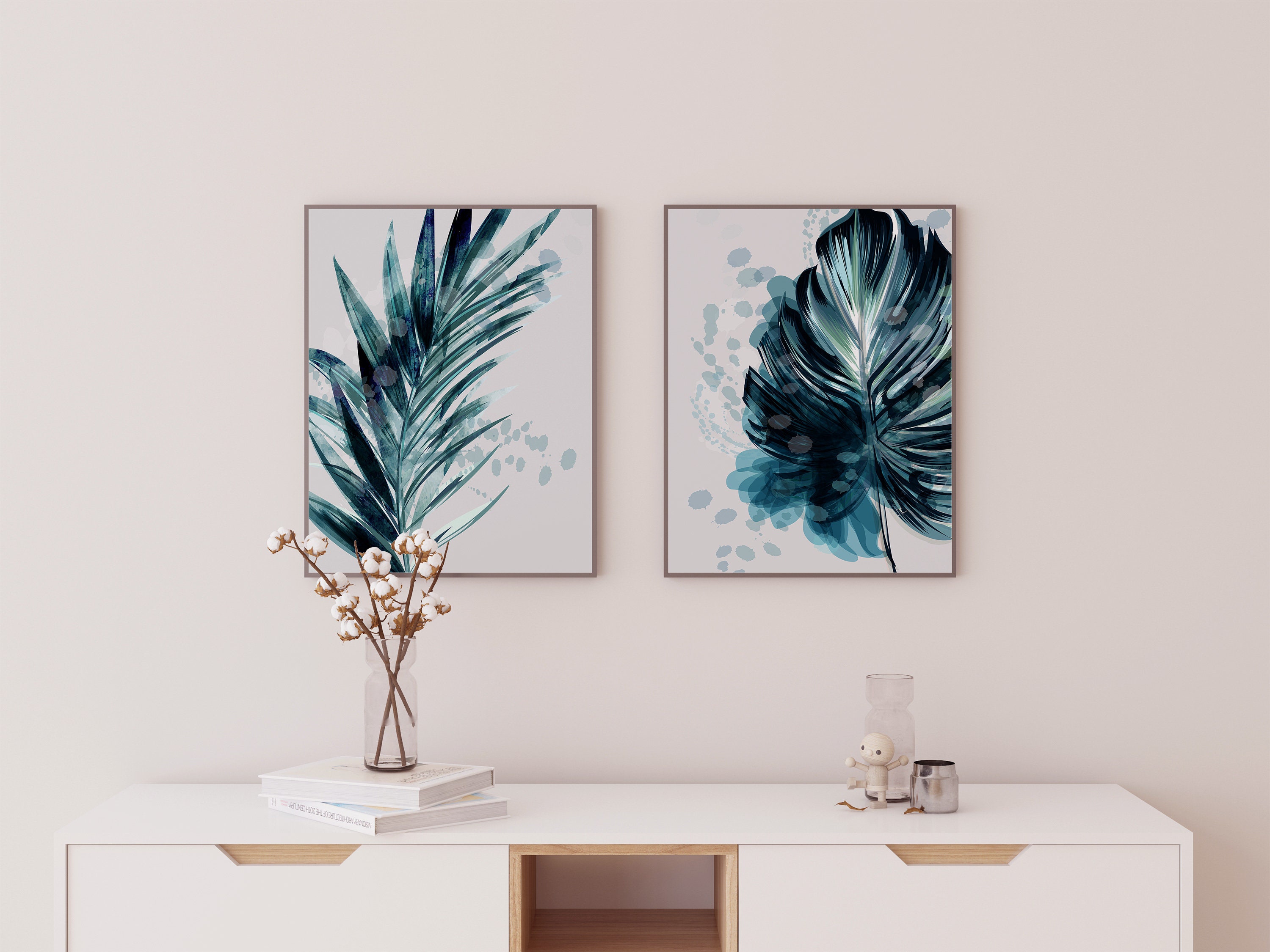 Tropical Palm Leaf Digital Art Modern Tropical Wall Art Palm Etsy