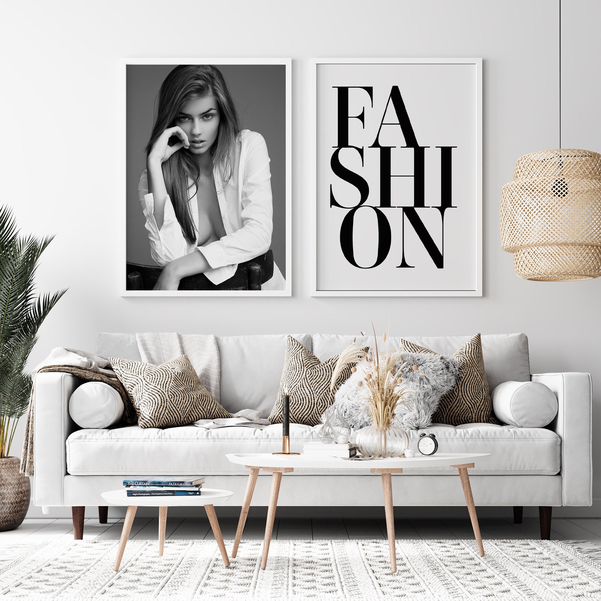Fashion Wall Art Set Black and White Fashion Print Set Large | Etsy