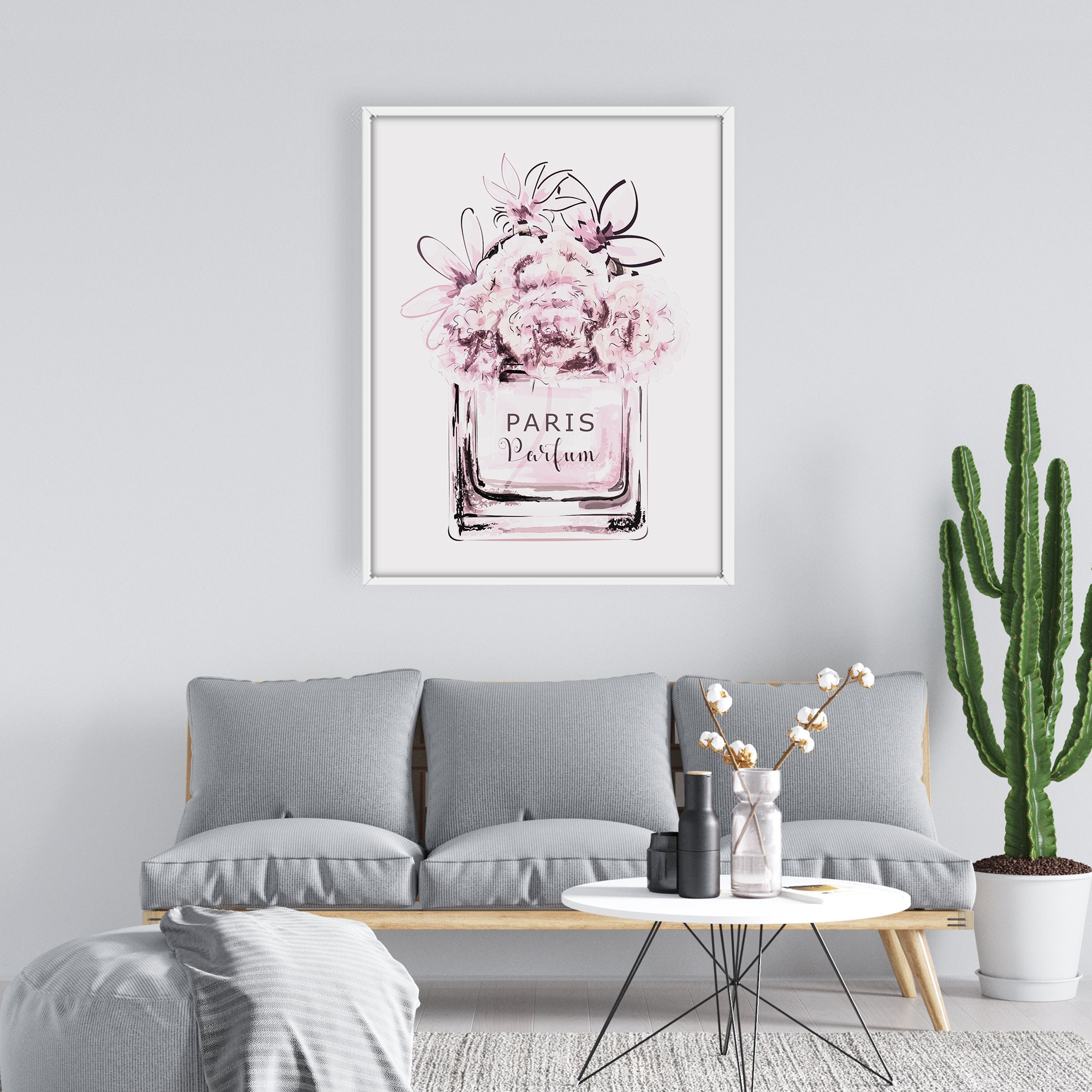 Parfum Illustration Print Floral Parfum Print Pink Peony | Etsy