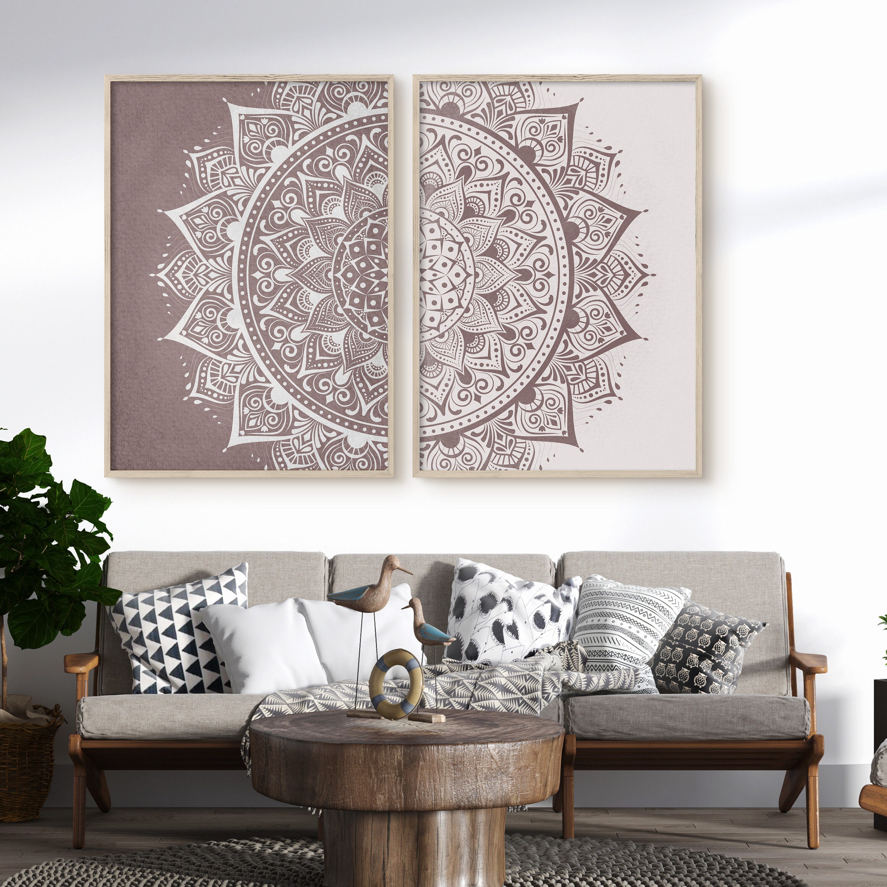 Mandala Wall Art Set of 2 Prints Boho Wall Decor Mandala | Etsy