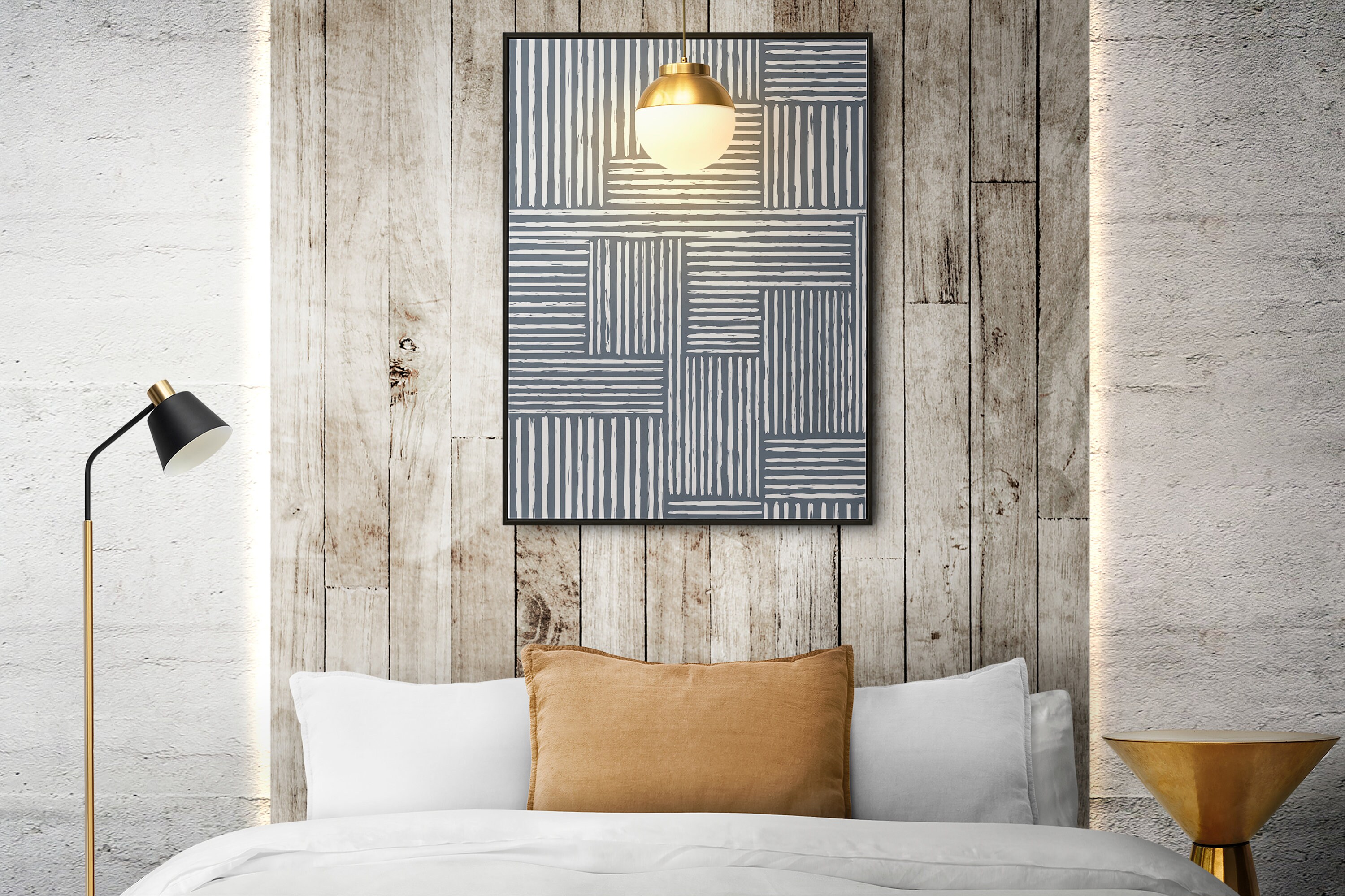 Navy Geometric Wall Art Japandi Decor Living Room Wall Art Etsy