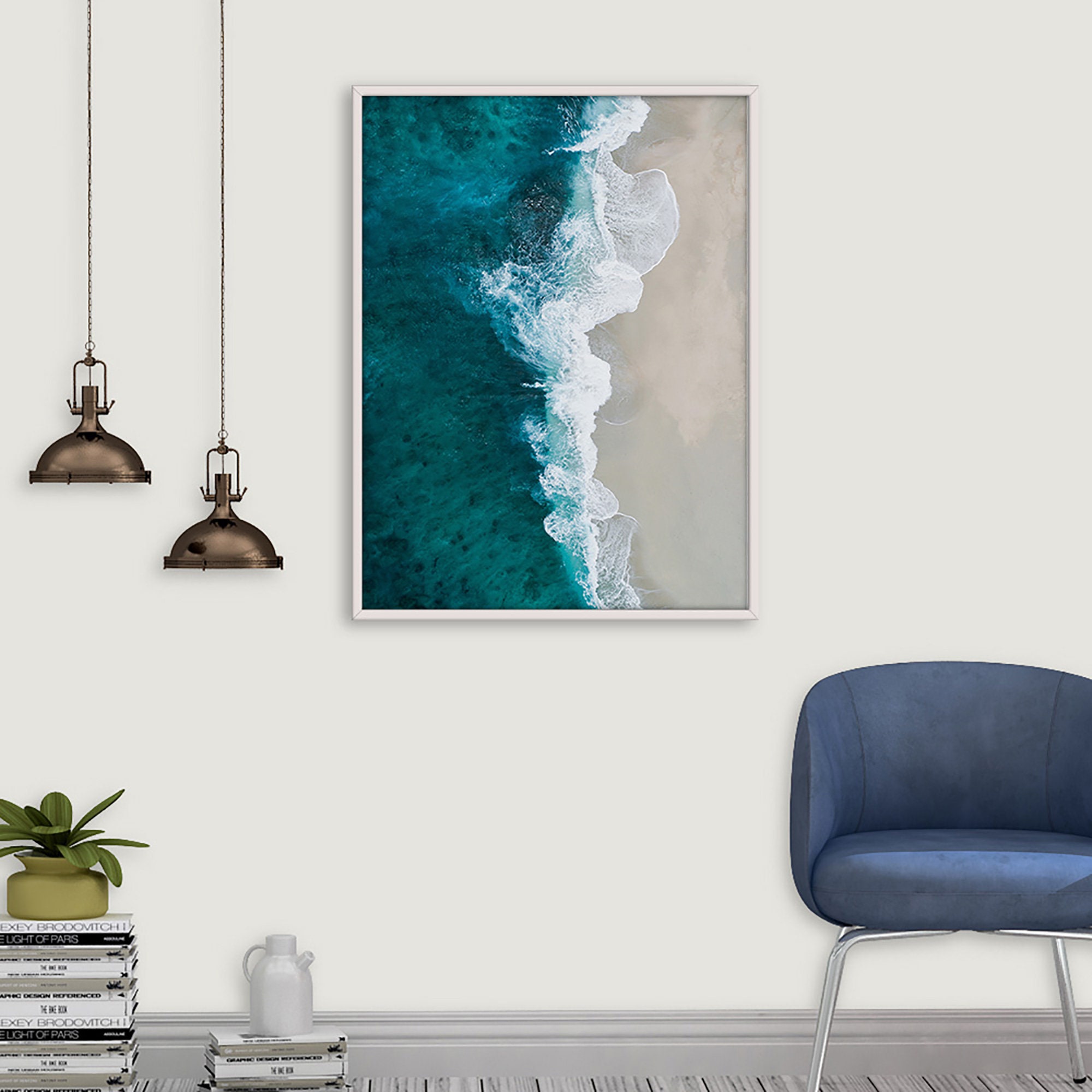 Aerial Beach Poster Coastal Wall Art Beach Print Instant | Etsy