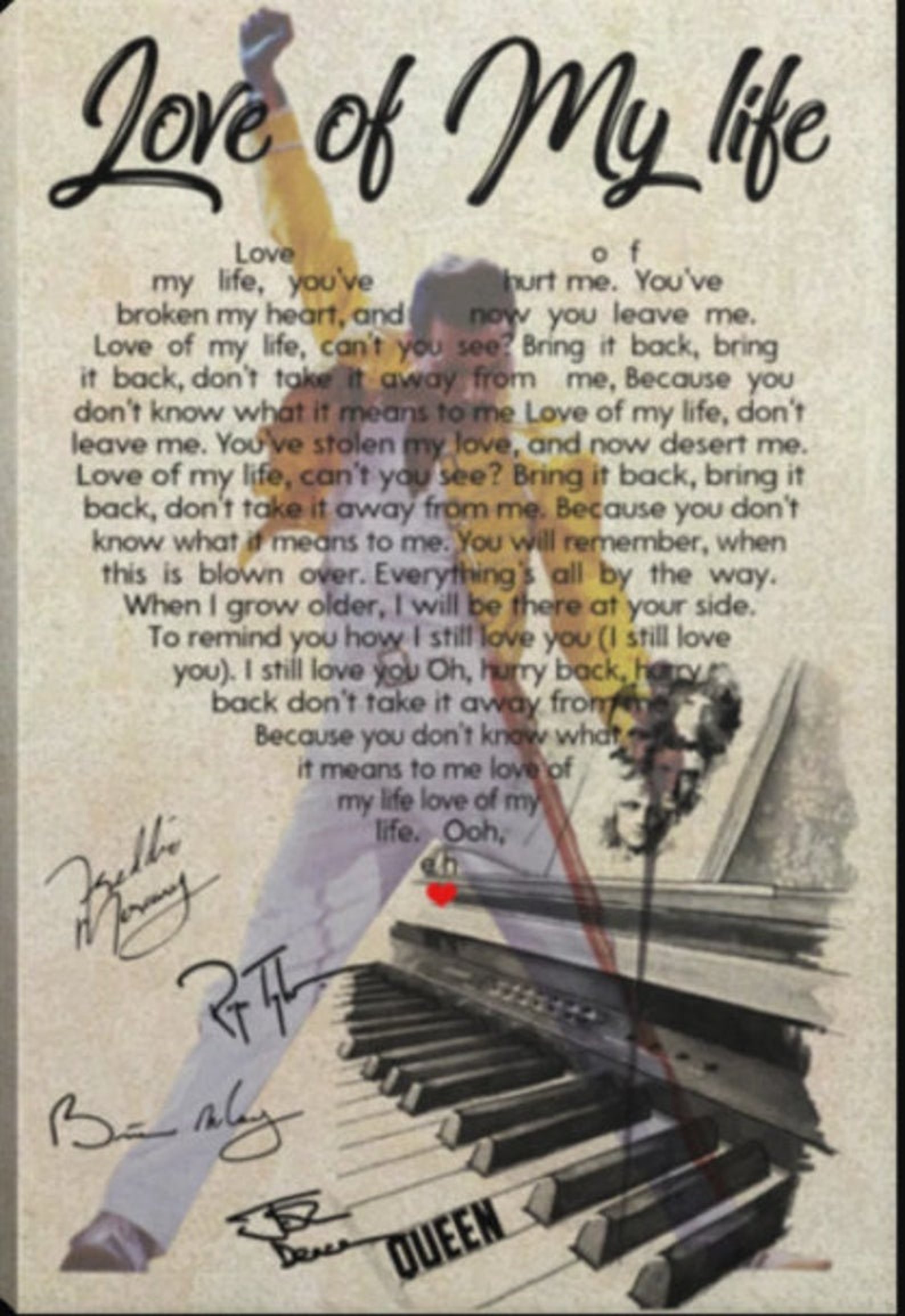 Love of my life lyrics of queen Canvas Frame/Poster No Frame Etsy Love of my life lyrics of queen Canvas Frame/Poster No Frame Etsy