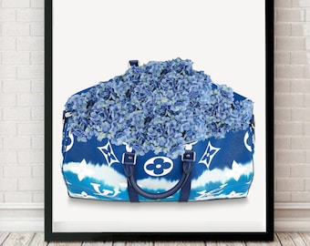 Louis Vuitton LV Blue Hydrangeas Print Dressing Room Art 