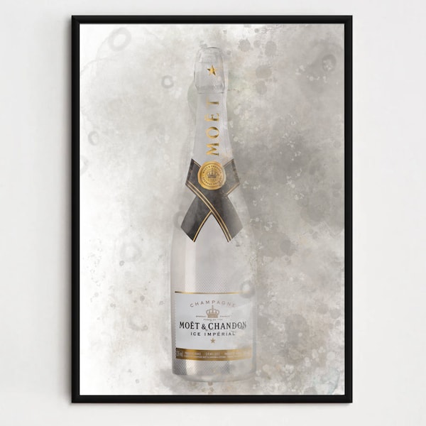 DIGITAL DOWNLOAD White Print - Satin Finish Poster | Dressing Room Art | Fashion Poster | Bar Restaurant | Luxury | Branded | Champagne