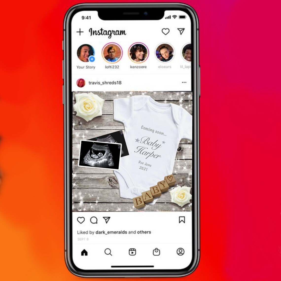 Digital Pregnancy Announcement Instagram Social Media Baby Etsy