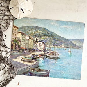 Vintage 8"x10" Unframed "Marine Plaza" Lithograph | Coastal Cottage Beach Seascape Summer Nautical Art Decor | Winde Fine Prints No. 304