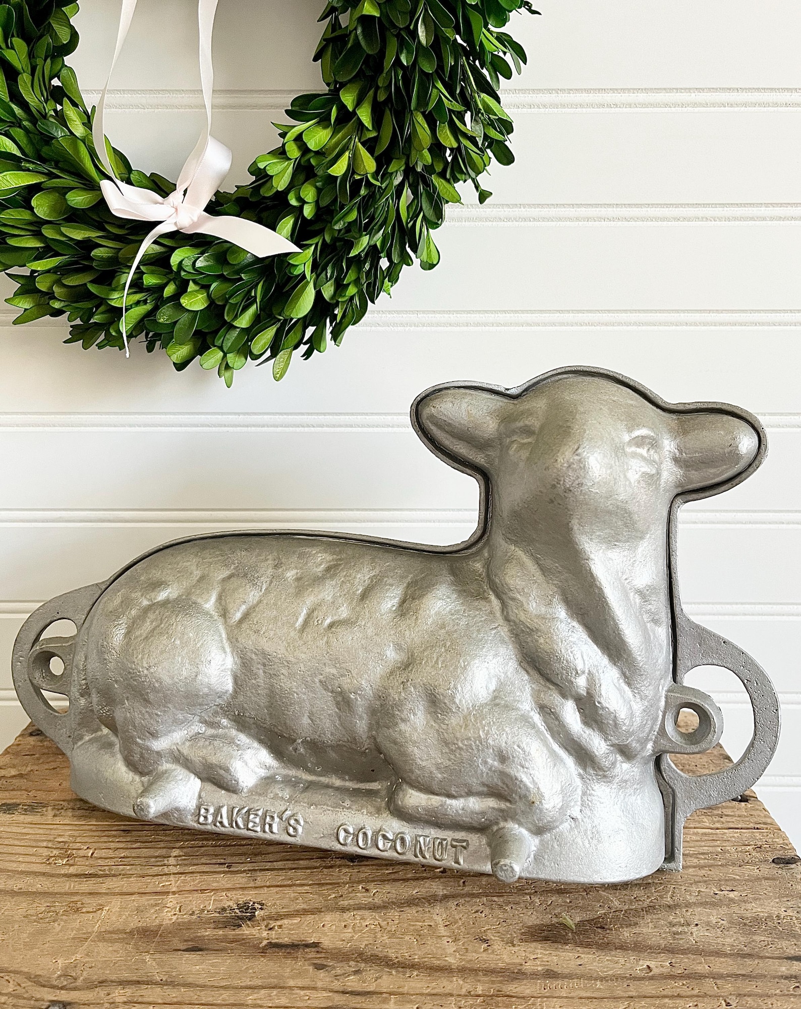 Antique Baker's Coconut Cast Aluminum 2-Piece Lamb Baking Mold