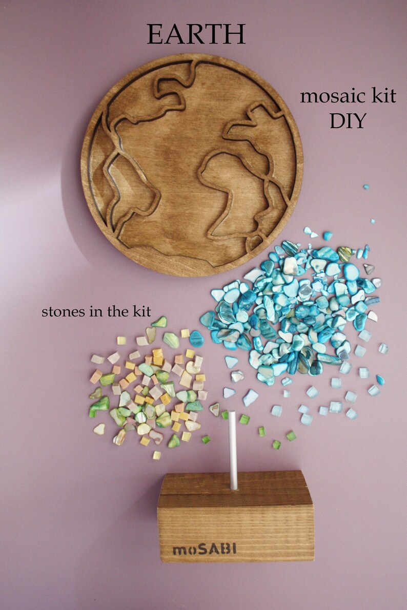Mosaic craft kit Mosaic Art Glass Earth Craft kits for Etsy