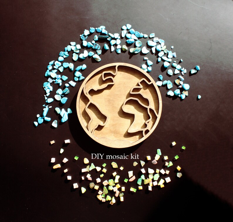 Mosaic craft kit Mosaic Art Glass Earth Craft kits for Etsy