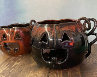 Pumpkin Candle Holder | Jack O Lantern Votive | Halloween Candle Holder