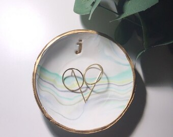 Custom Monogrammed Marble Ring Dish - Serif