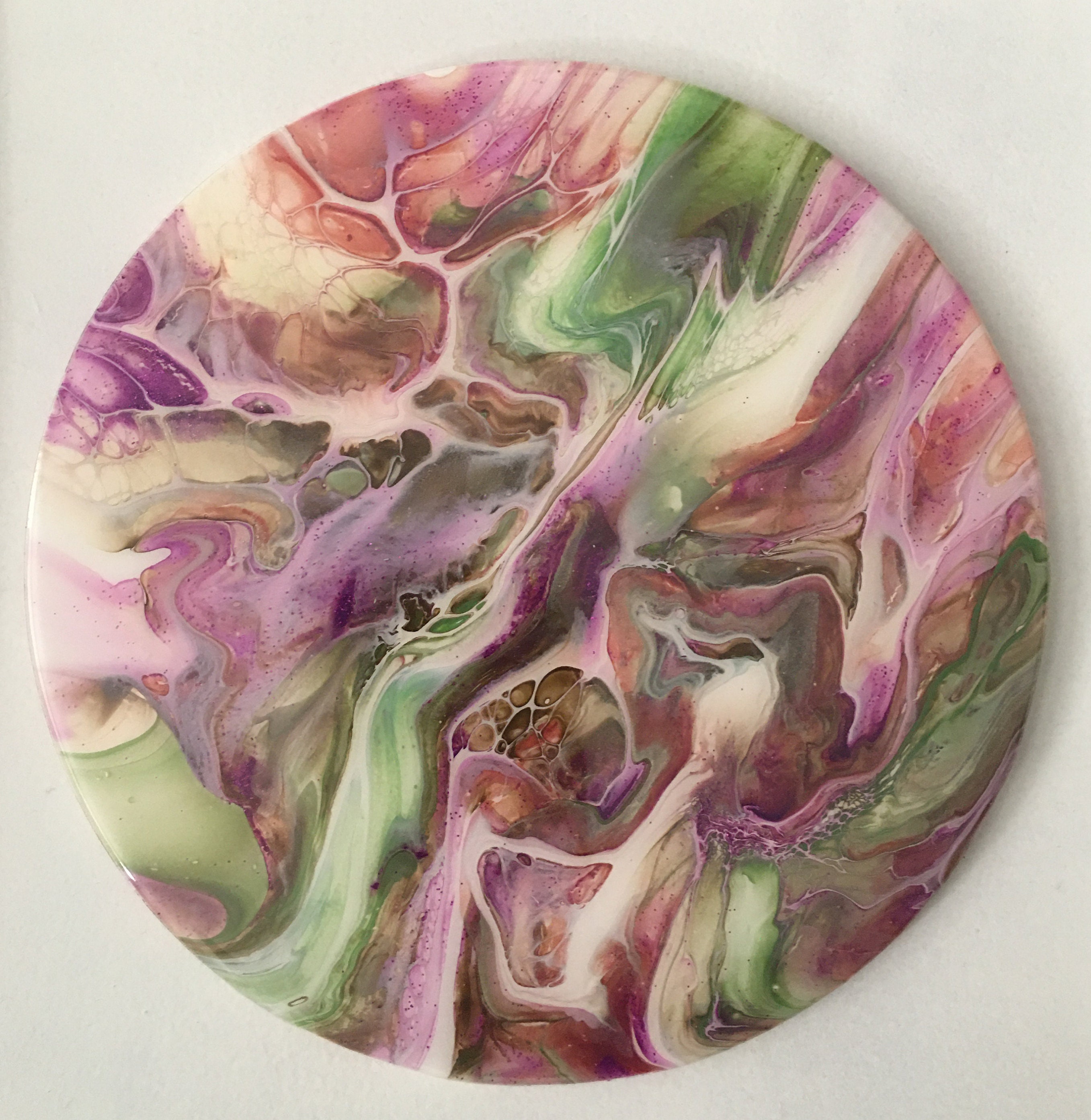Round Abstract Artwork in Wooden Frame | Etsy