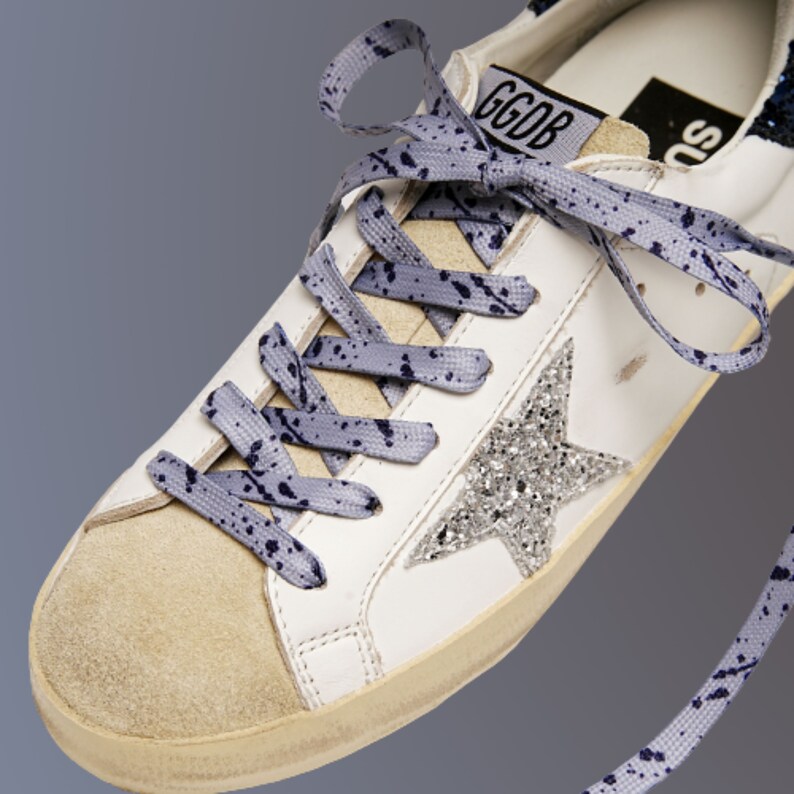 GRAY Color Dots / Splash Shoelaces Fit Golden Goose Sneakers Low Top