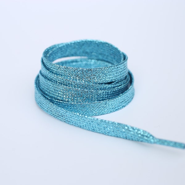 Light Blue (baby blue) metallic glitter sparkling Shoelaces compatible with Goose Sneakers: super star, ball star, high star