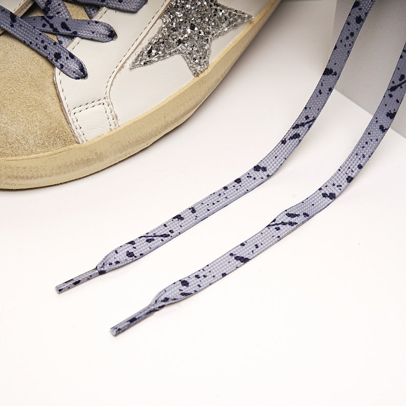 GRAY Color Dots / Splash Shoelaces Fit Golden Goose Sneakers Low Top