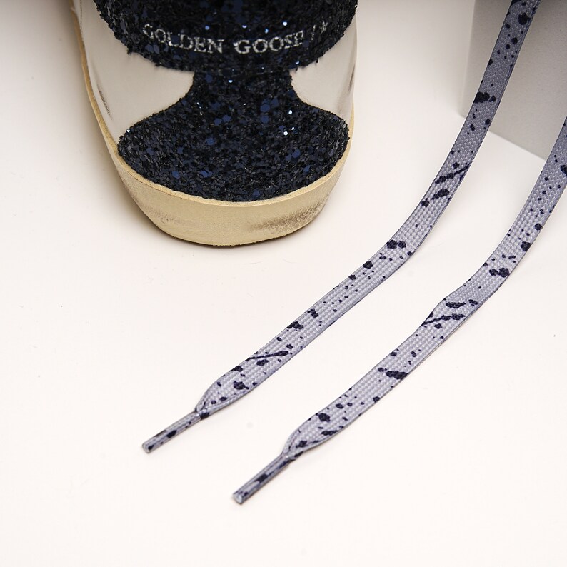 GRAY Color Dots / Splash Shoelaces Fit Golden Goose Sneakers Low Top