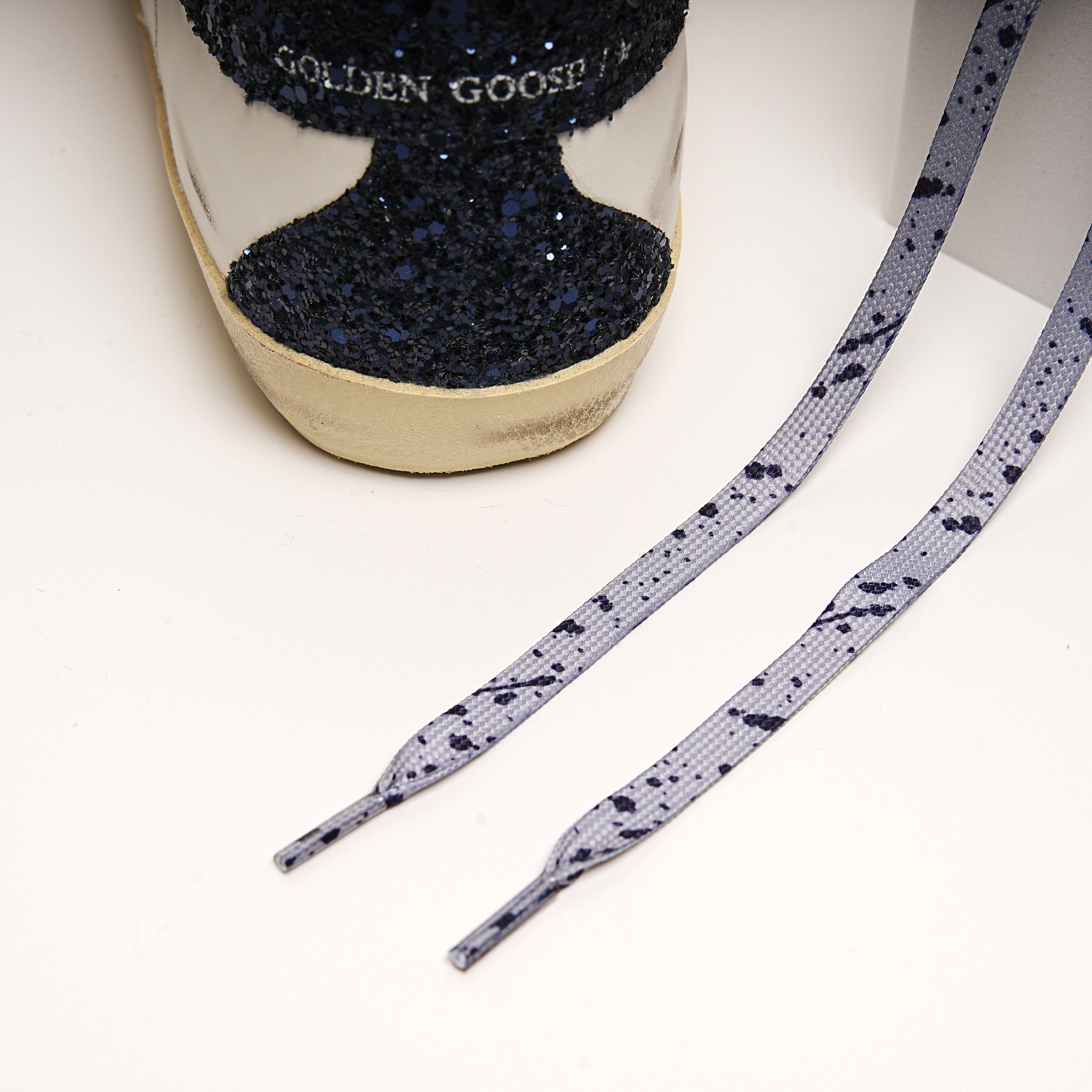 GRAY Color Dots / Splash Shoelaces Fit Golden Goose Sneakers Low Top