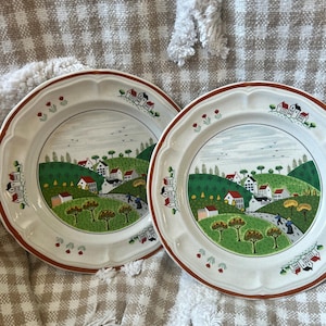Dinnerware Set Newcor Country Village Stoneware - Vintage Mugs, Vintage Plates, Vintage Dinner Set, Vintage Country Decor, Cottagecore