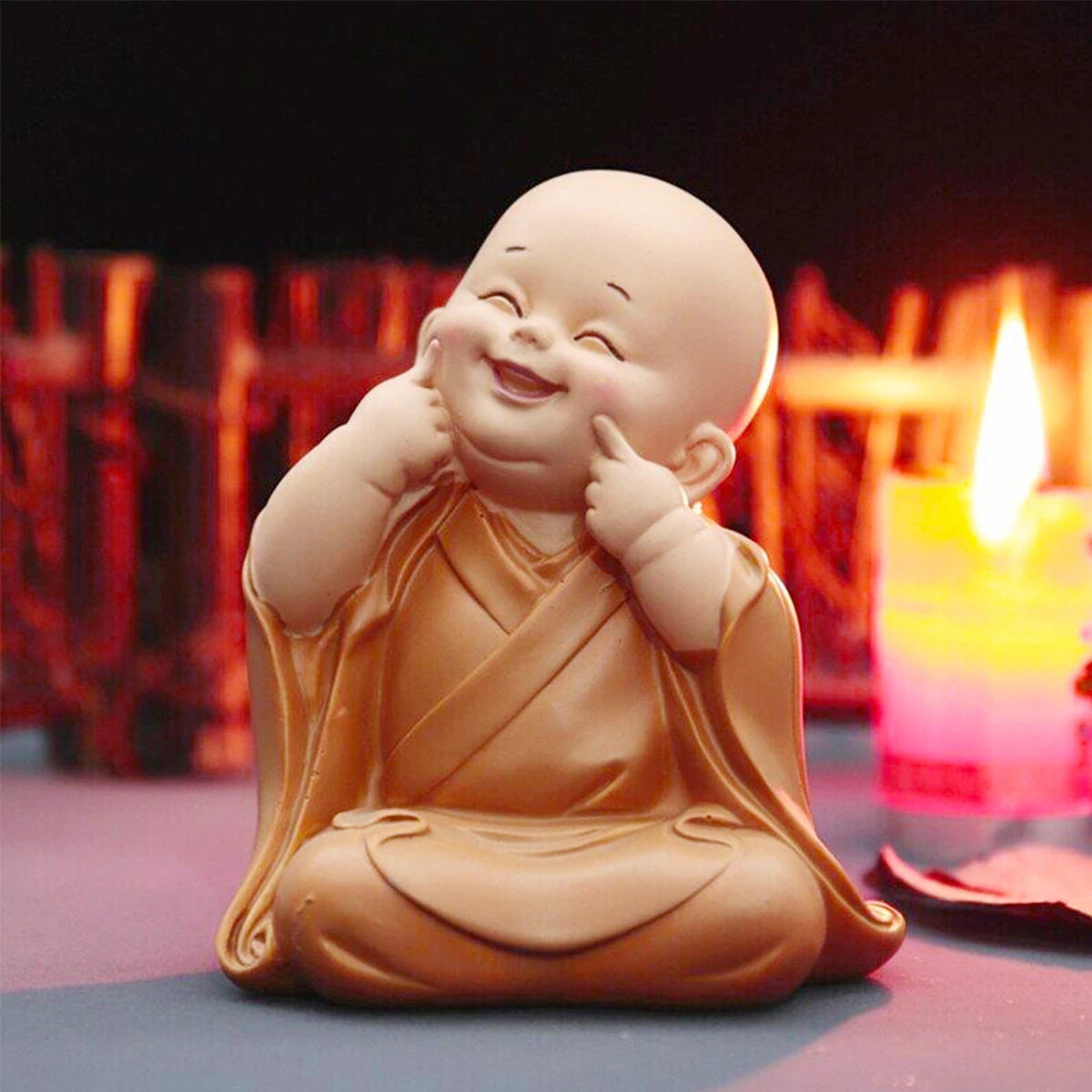 Verbetering behang Speciaal Laughing Little Monk Figurine Mini Statue Cute Buddha Adorable - Etsy