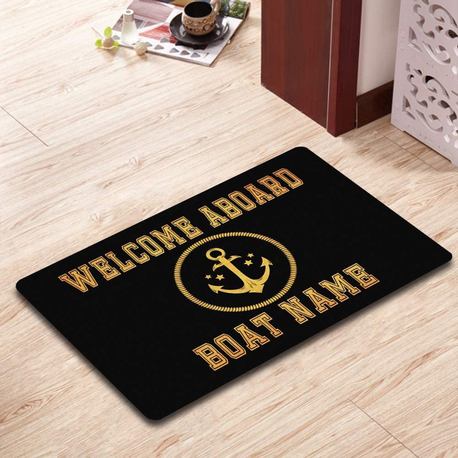 Aboard Personalized Boat Name Personalized Doormat Rug Etsy