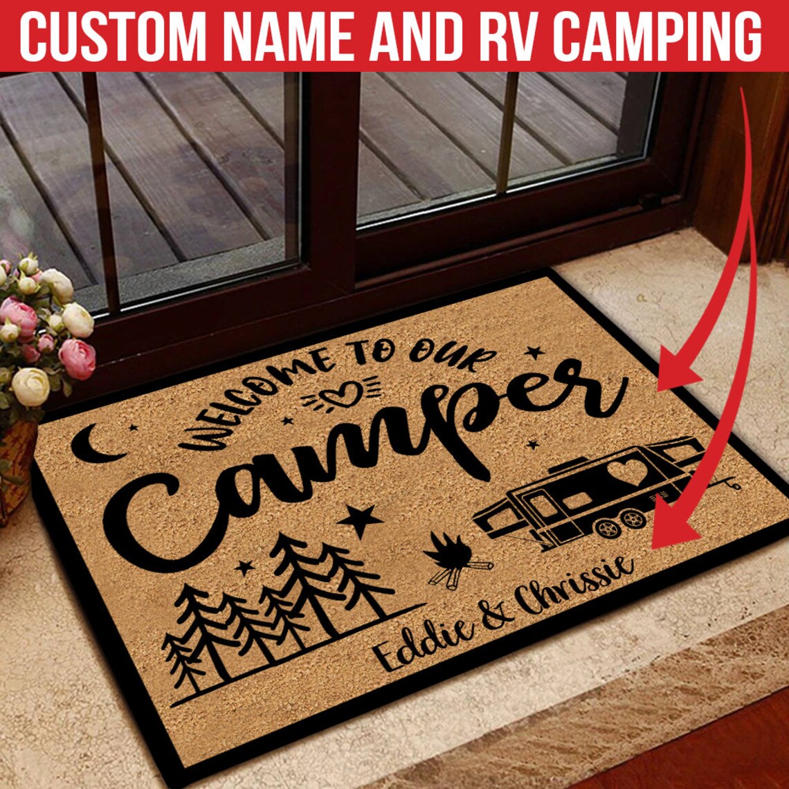 Camping Doormat Customized Name And Rv To Our Camper Etsy