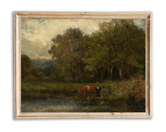 GORGEOUS Primitive Folk Art Cow Painting on Antique Barn Wood Hessler Ohio