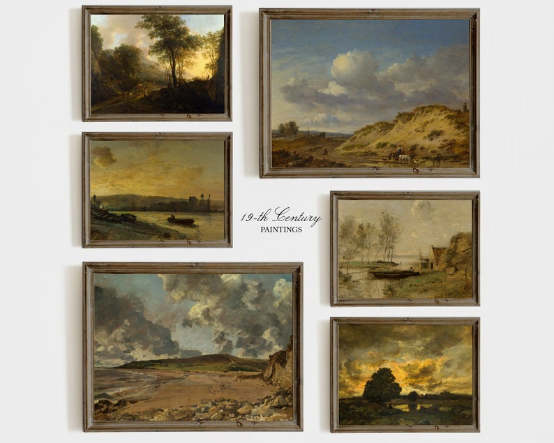 Beach Scene Wall Art Décor Sea Vintage Paintings Romantic Etsy