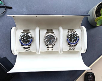 Elegant Watch roll, Leather roll, leather watch case, Travel accessories, Watch Roll for 3 Watches Customized Watches Cases, Velentines Gift