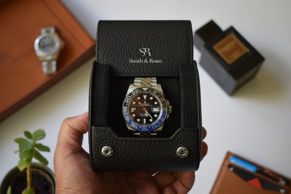 Horlogerol luxe lederen reisetui 1 opbergdoos horloge Zwart Italiaans leer handgemaakt cadeau heren Organizer cadeau Echtgenoot Etsy Nederland