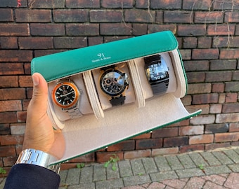 Elegant Watch roll, Leather roll, leather watch case, Travel accessories, Watch Roll for 3 Watches Customized Watches Cases, Christmas Gift