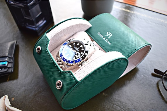 Étui Montres Voyage LOEAPEA - Cuir Véritable - Organiseur 3 Montres - 8.5x10x8cm - Noir