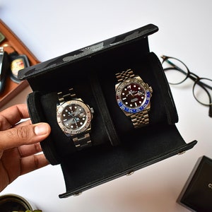 Double Watch Case | Travel Watch Holder | Leather Watch Case | Groomsman Gift | Portable Watch Holder | Anniversary Gift | Gift For Dad