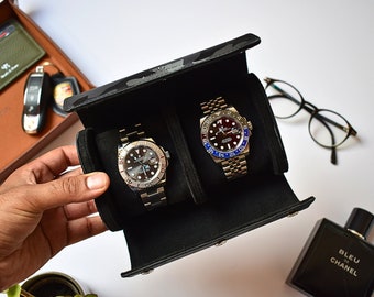 Double Watch Case | Travel Watch Holder | Leather Watch Case | Groomsman Gift | Portable Watch Holder | Anniversary Gift | Gift For Dad