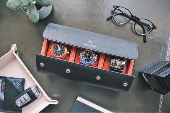 Watch Roll Luxury Leather Travel Case 3 Storage Watch Box 