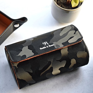 Luxury Leather Watch Case, Camouflage Watch Box, Travel Watch Box, Luxury Leather Watch Case Roll 2 Watches, Gift For Him, Christmas Gift