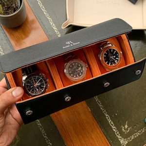 Rotolo orologio elegante, rotolo di pelle, custodia per orologi in pelle, accessori da viaggio, rotolo di orologi per 3 orologi Custodie per orologi personalizzate, regalo di Natale