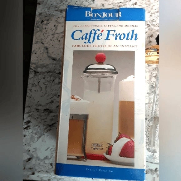 Vintage Bonjour Caffe' Manual Milk Frother Unused With 