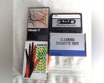 Vintage Cassette Cleaning Tape+ Genesis and Chicago 17 Cassettes Music Tapes